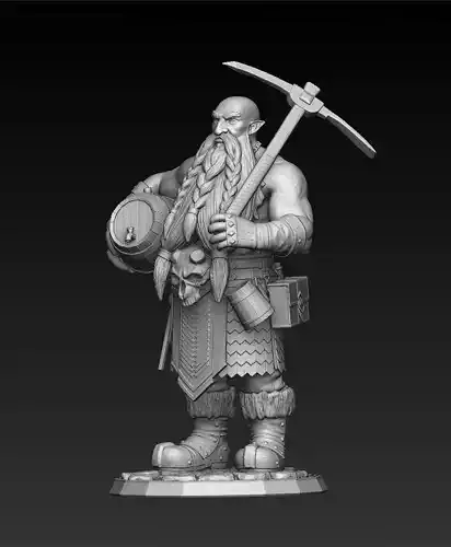 Dwarf bearded man holding hammer