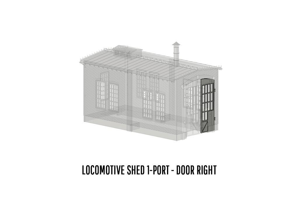 BUILD-0007 Locomotive Shed 1-port German style H0-scale 3D print model_10