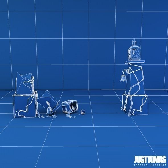 Halloween old house with porch 3D model_8