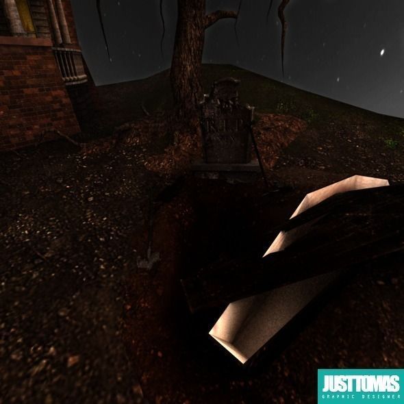 Halloween old house with porch 3D model_4