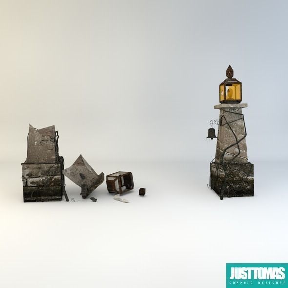 Halloween old house with porch 3D model_7