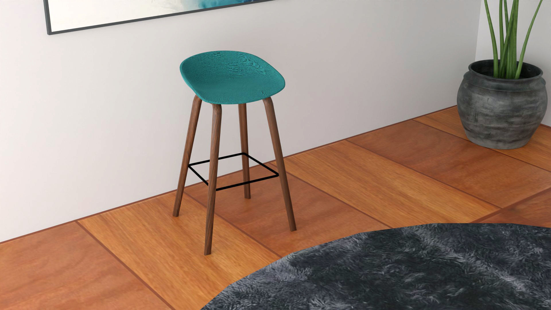 Chair bar stool with seat 3D model_2