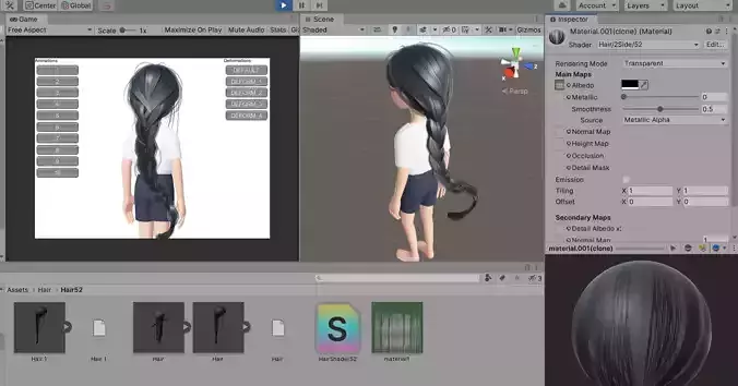 Hair One Tail 3D Item Unity Prefab Zepeto Template Low-poly 3D model