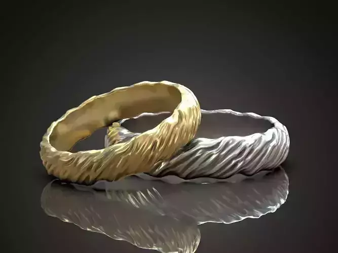 Wedding rings wavy natural shape pattern 3D print model