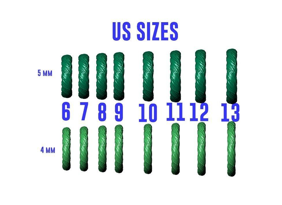 Wedding rings wavy natural shape pattern 3D print model_6