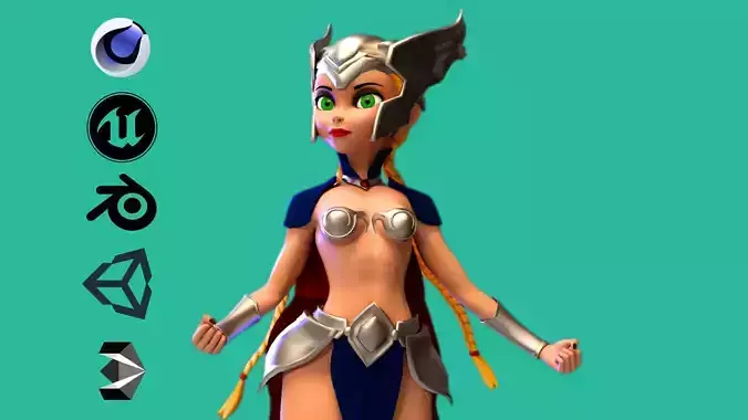 Cartoon Valkyrie Low-poly 3D model