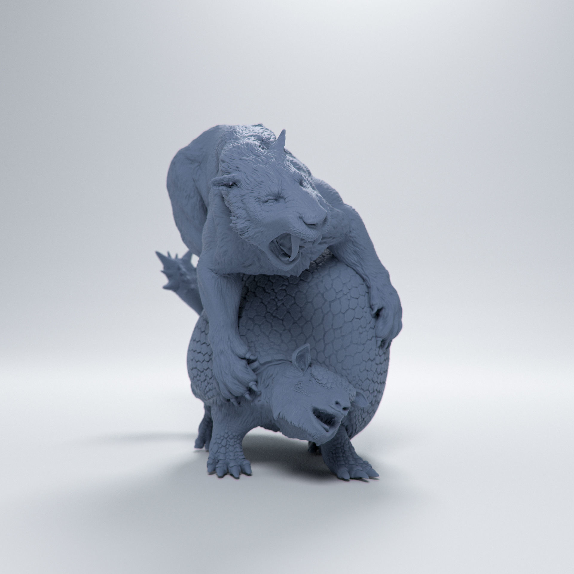 Doedicurus vs Smilodon 1-35 scale pre-supported  3D print model_6