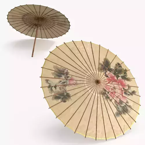 Chinese Paper Umbrella Low-poly 3D model