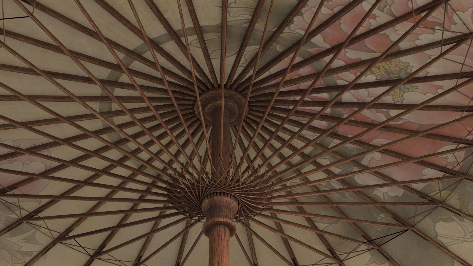 Chinese Paper Umbrella Low-poly 3D model_15