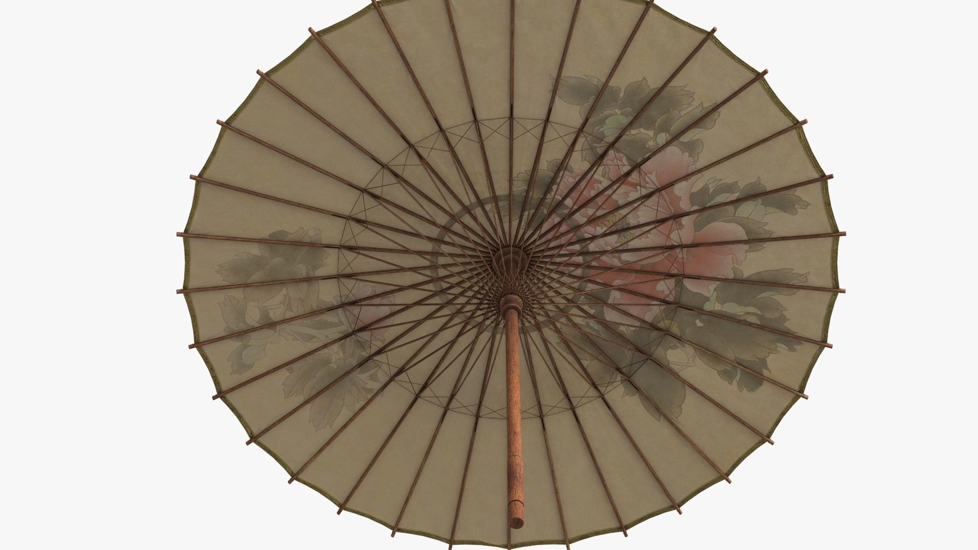 Chinese Paper Umbrella Low-poly 3D model_14