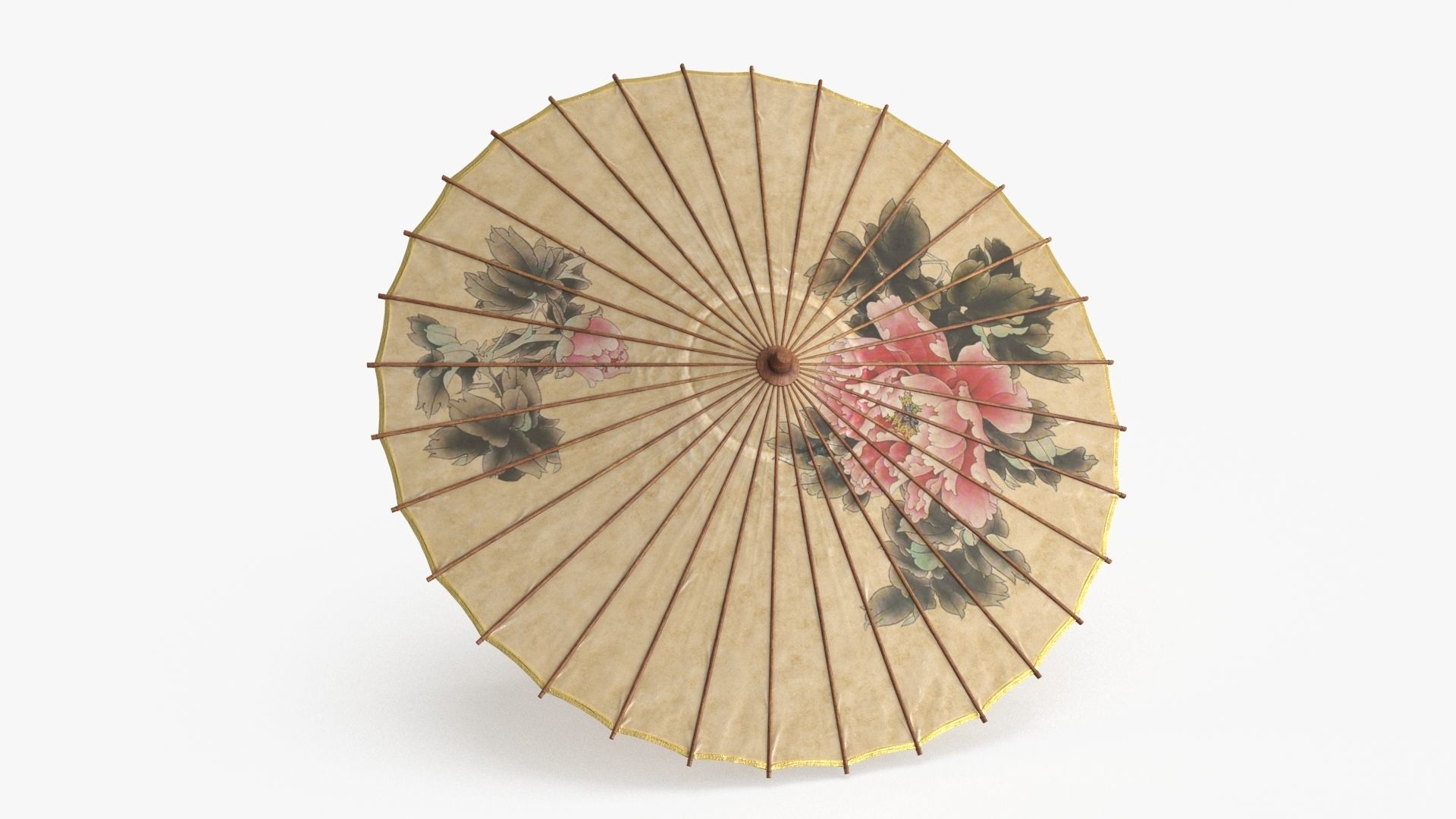 Chinese Paper Umbrella Low-poly 3D model_2