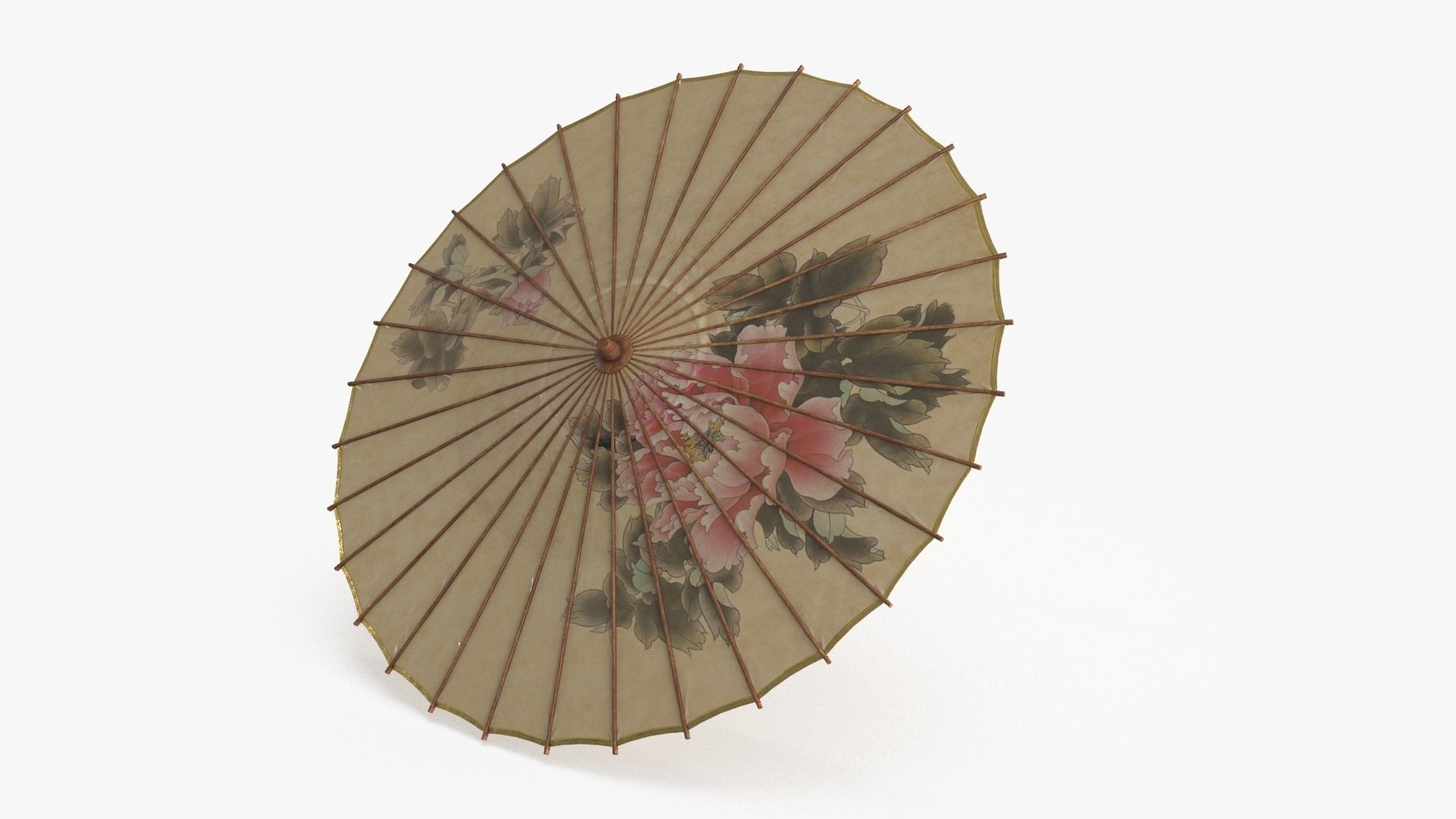 Chinese Paper Umbrella Low-poly 3D model_12