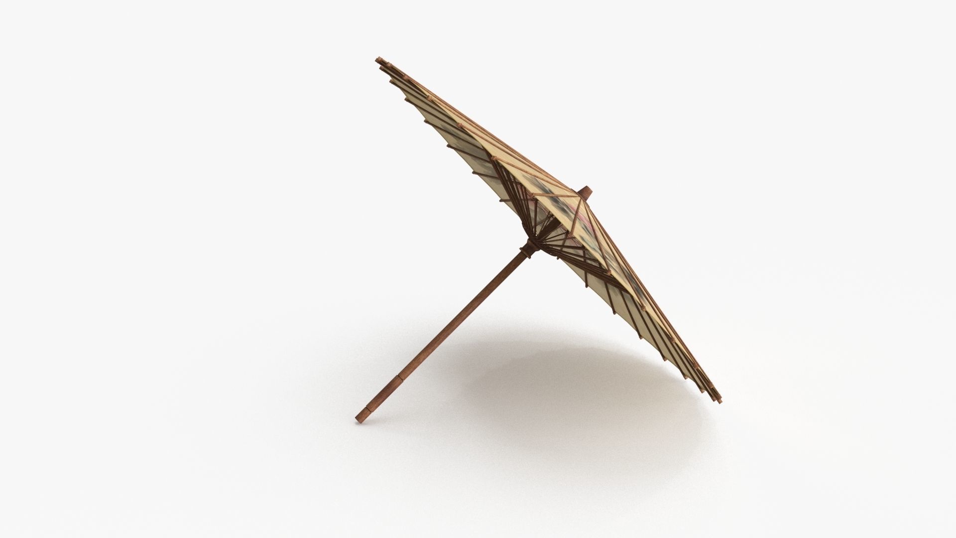 Chinese Paper Umbrella Low-poly 3D model_5