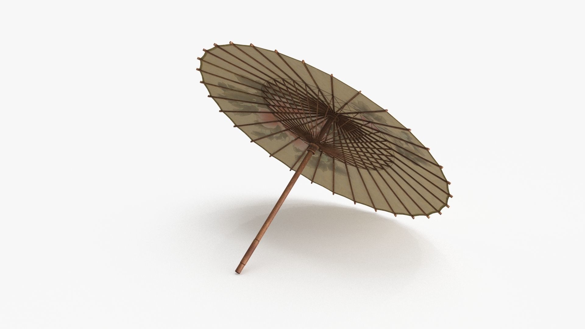 Chinese Paper Umbrella Low-poly 3D model_6