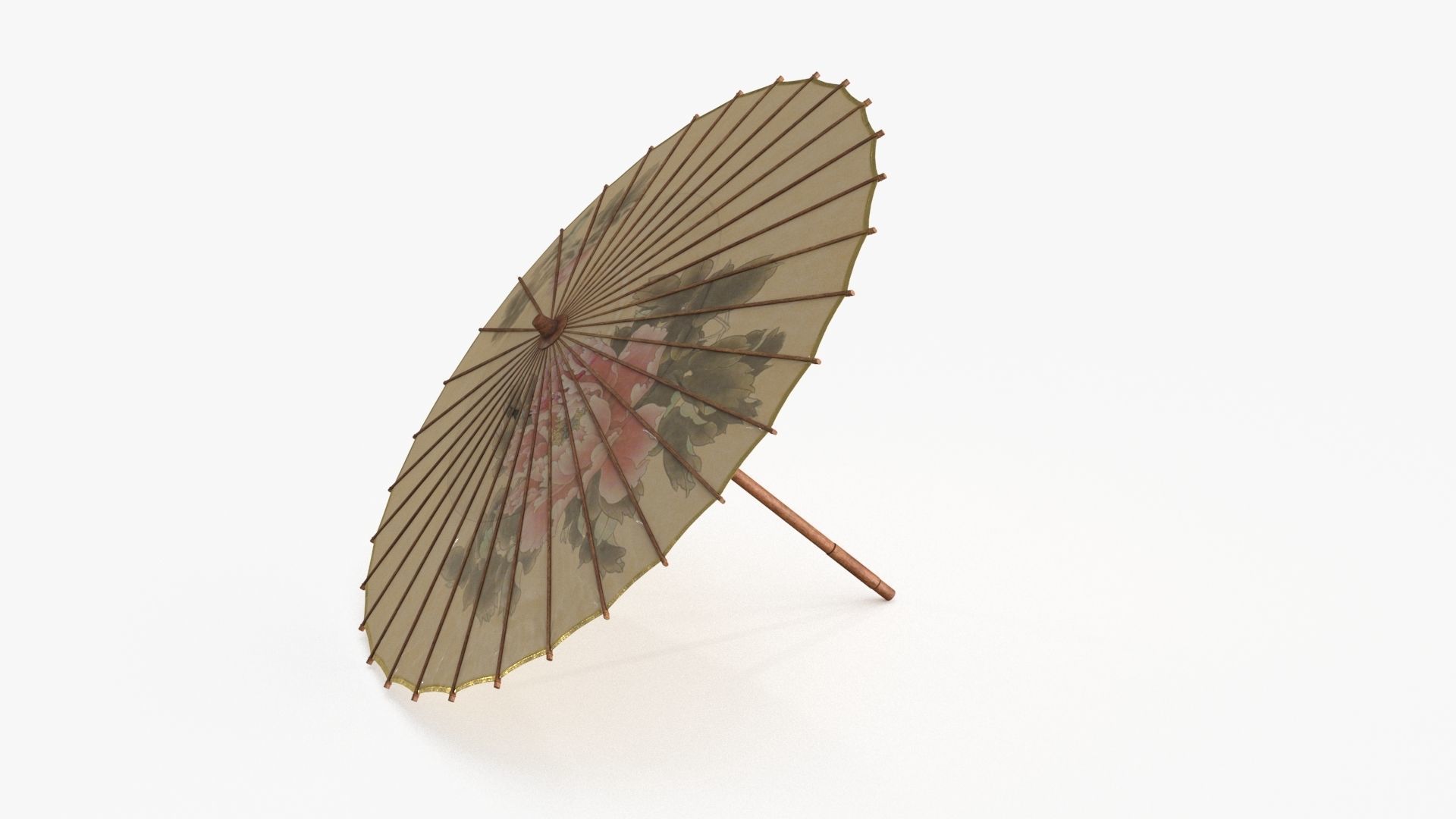 Chinese Paper Umbrella Low-poly 3D model_11