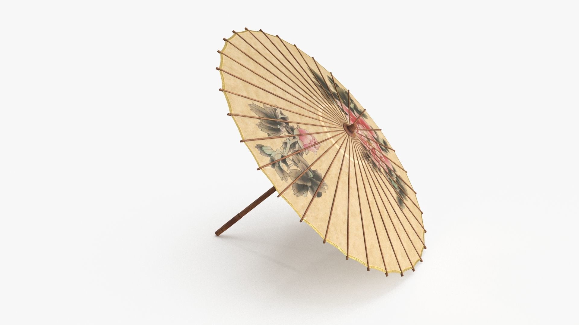 Chinese Paper Umbrella Low-poly 3D model_4