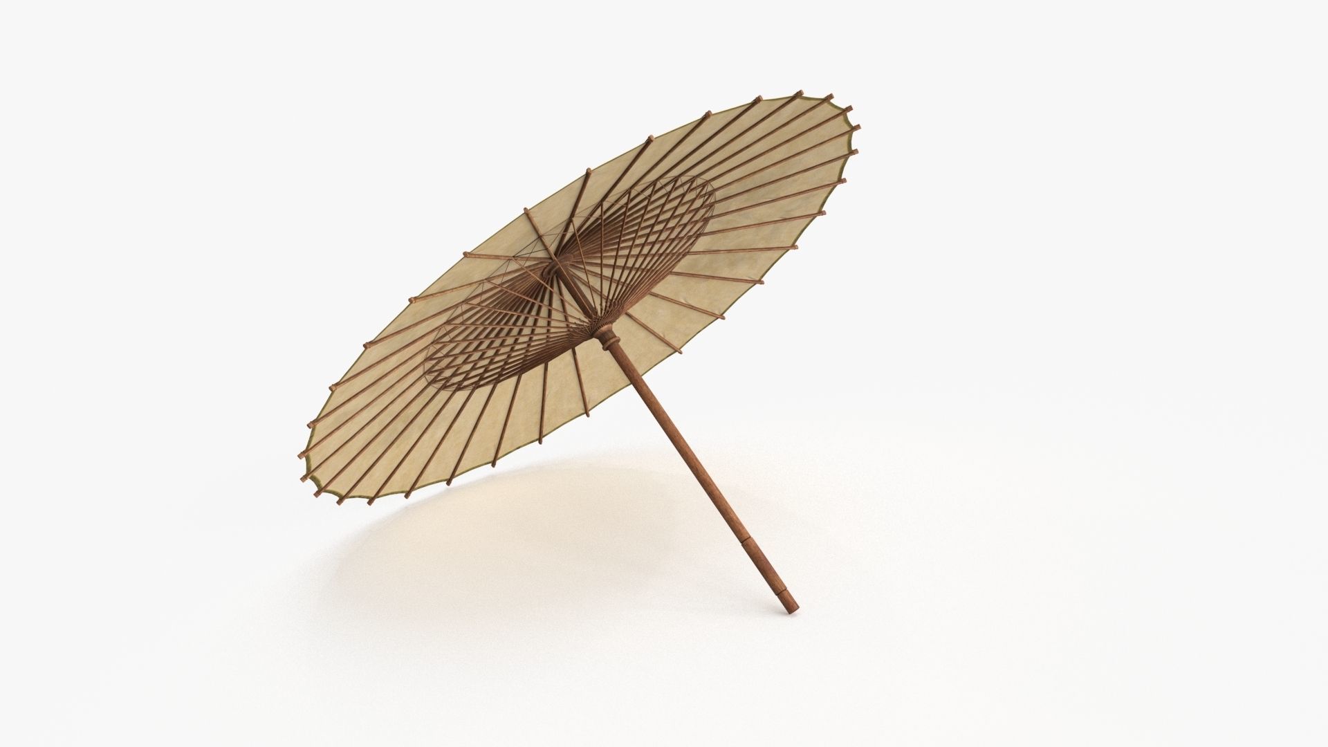 Chinese Paper Umbrella Low-poly 3D model_9