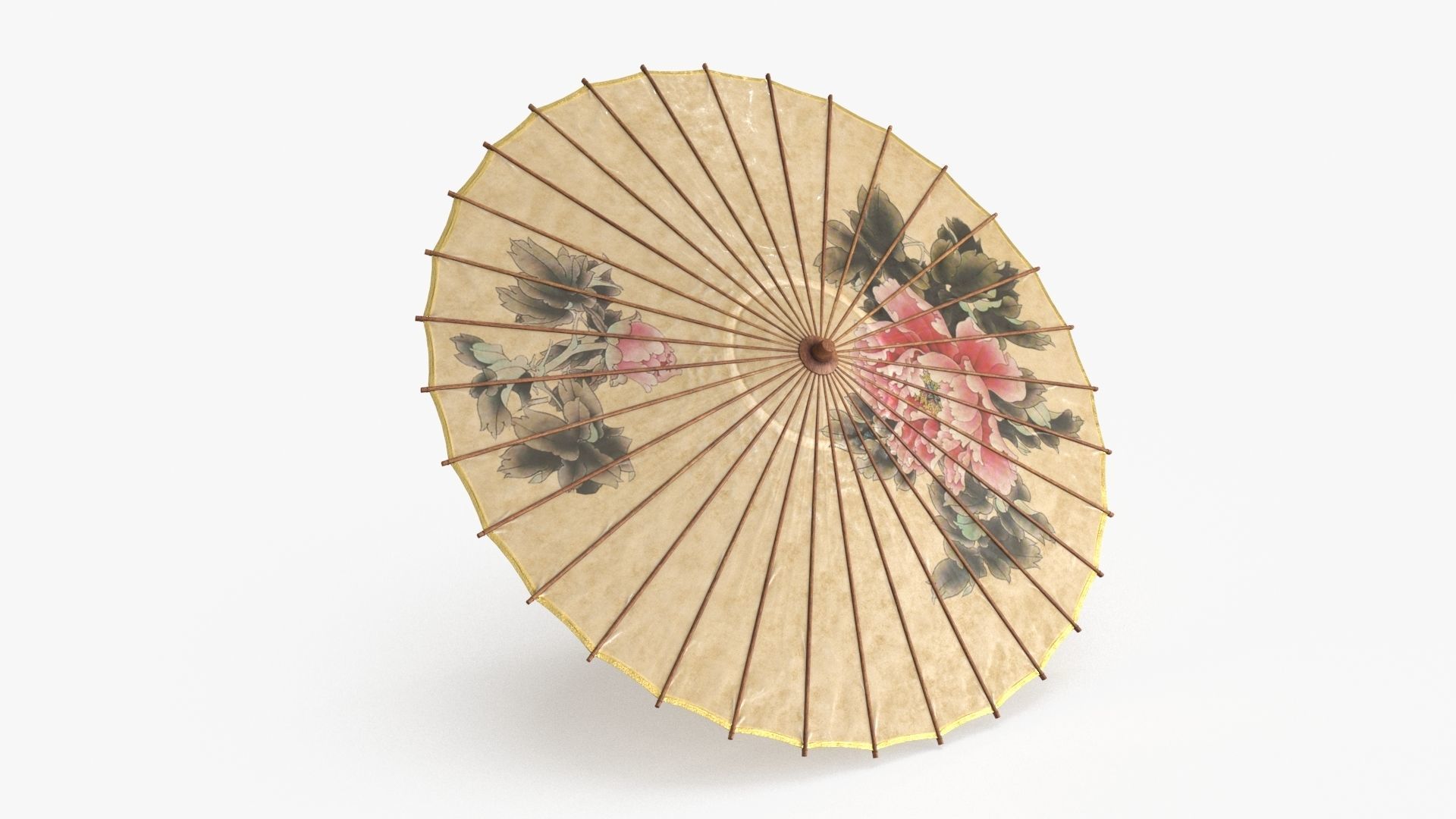 Chinese Paper Umbrella Low-poly 3D model_3