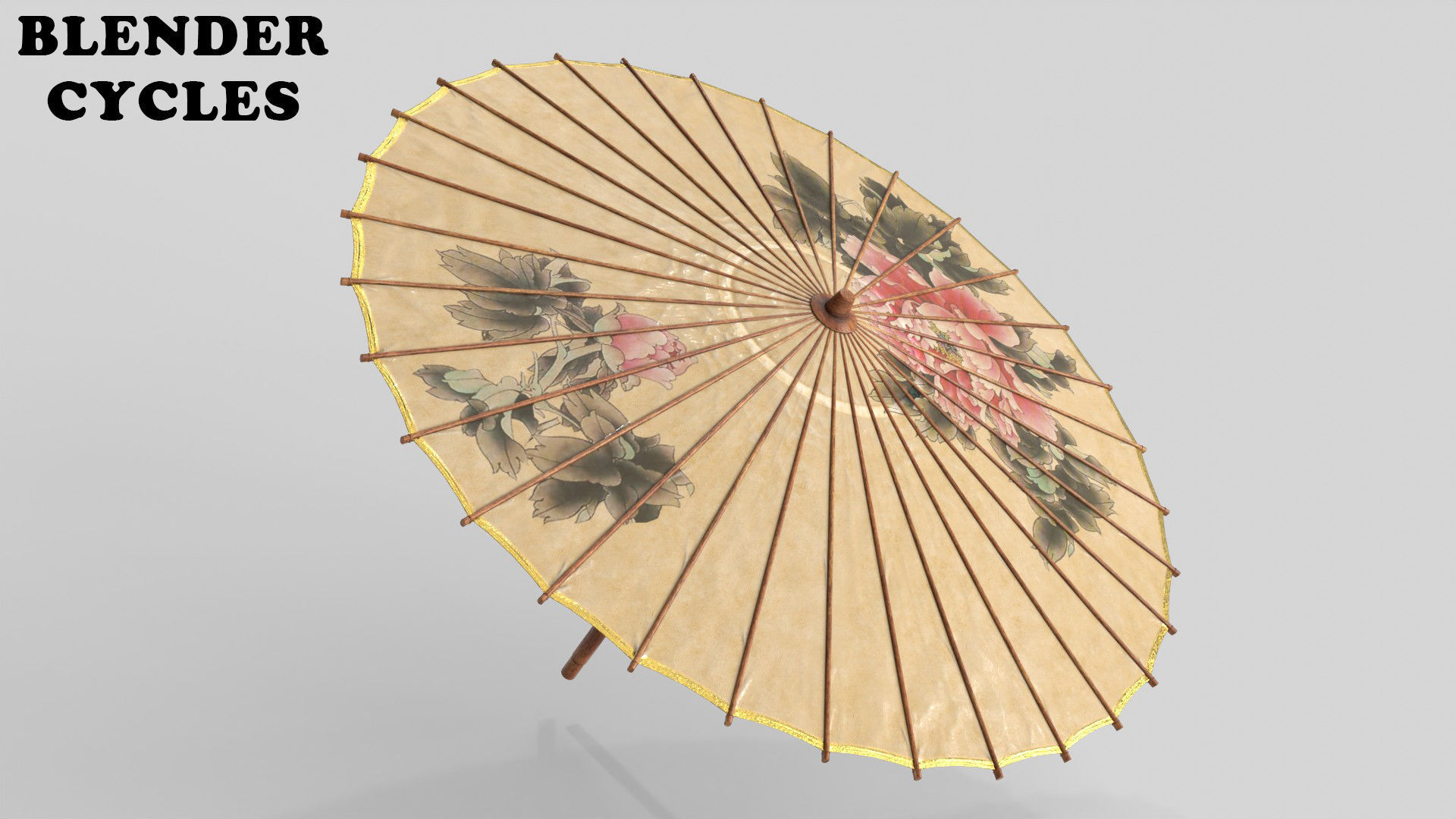 Chinese Paper Umbrella Low-poly 3D model_17