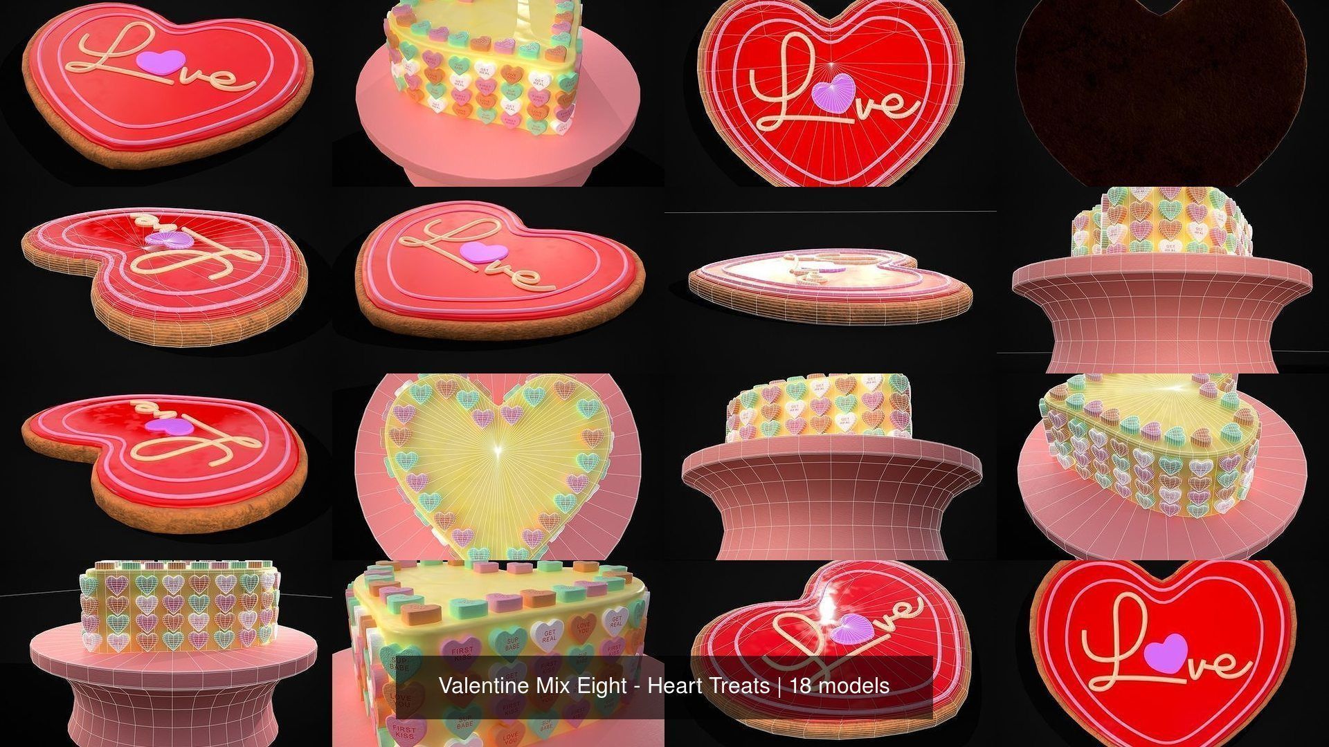 Valentine Mix Eight - Heart Treats 3D Model Collection_3