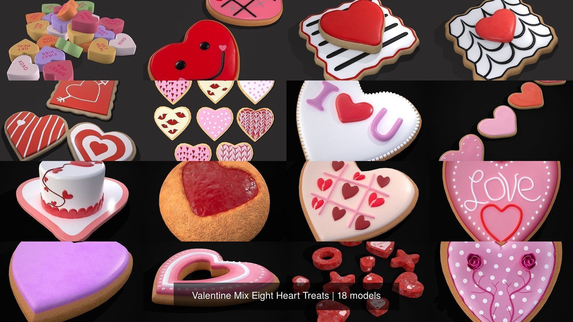 Valentine Mix Eight - Heart Treats 3D Model Collection_2