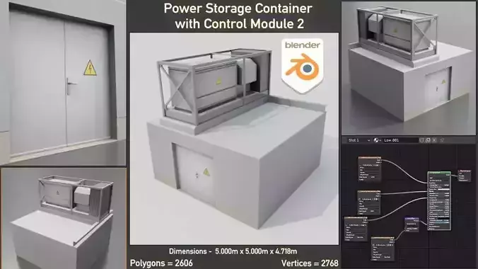 Power Storage Container with Control Module 2 Low-poly 3D model