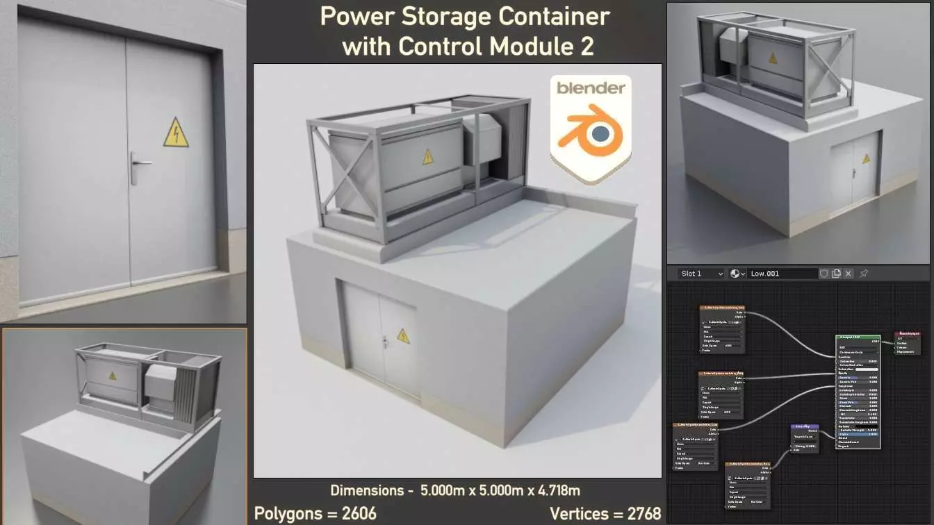 Power Storage Container with Control Module 2 Low-poly 3D model_0