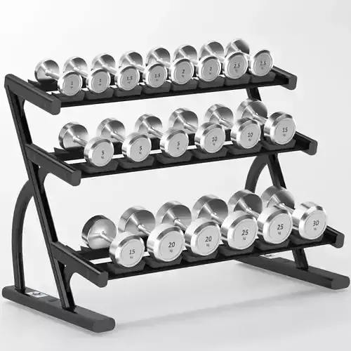 Gym-Tools-Fitness-Body-Building-set-08 dumbbell rack with four weights
