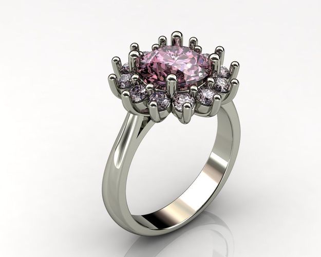 Pink Diamond Engagement Rings 3D print model