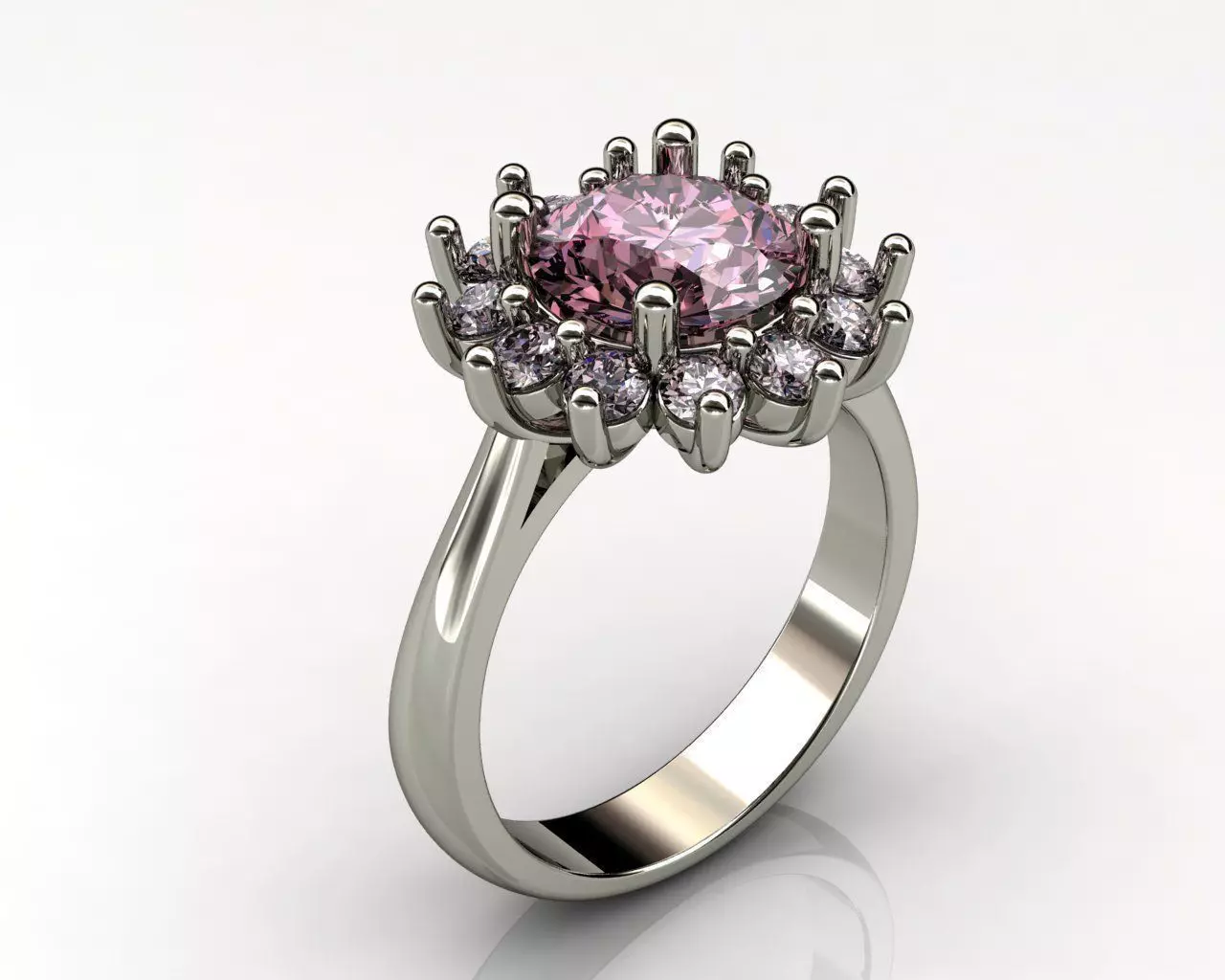 Pink Diamond Engagement Rings 3D print model