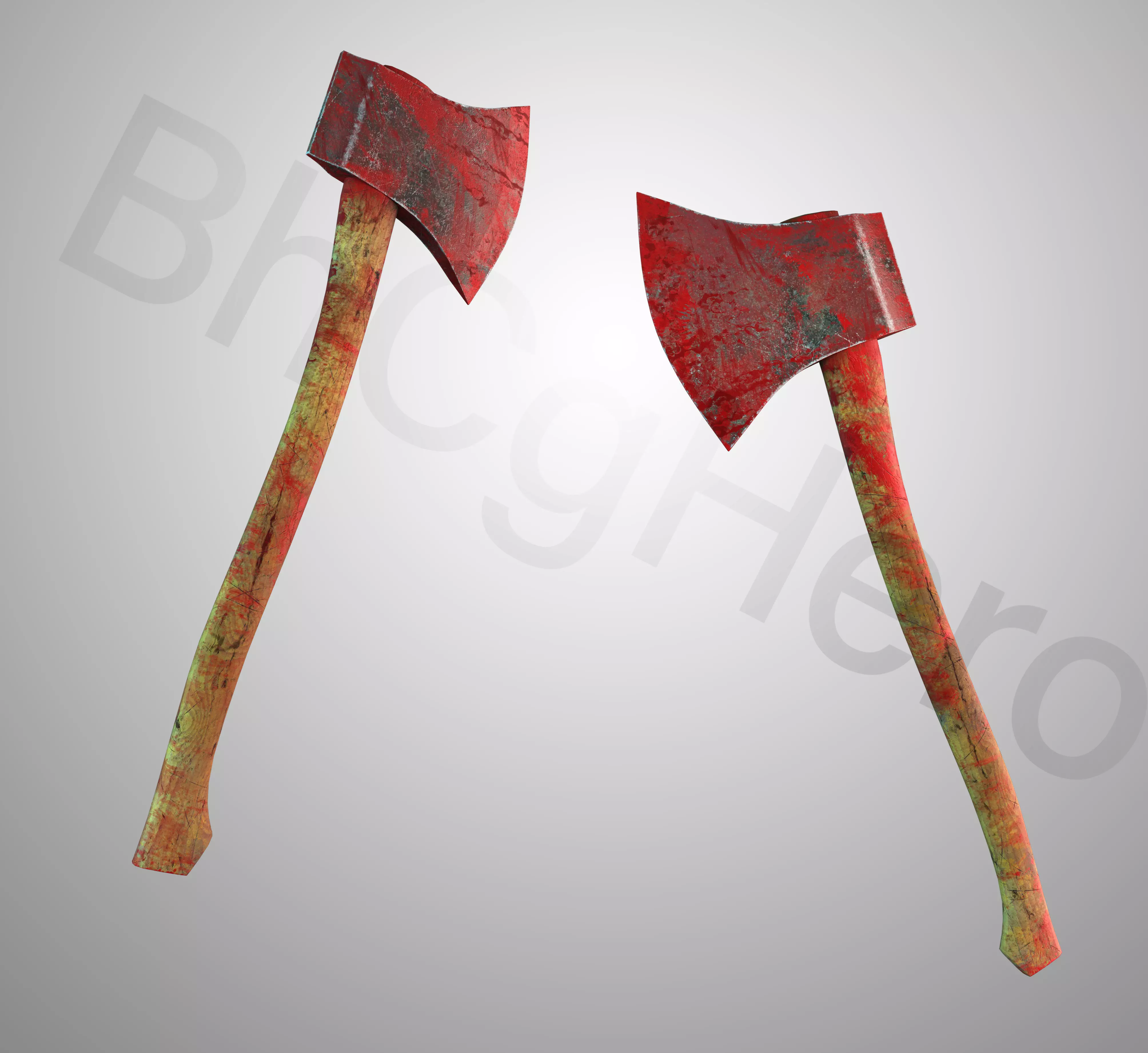 Axe in blood Low-poly 3D model_0
