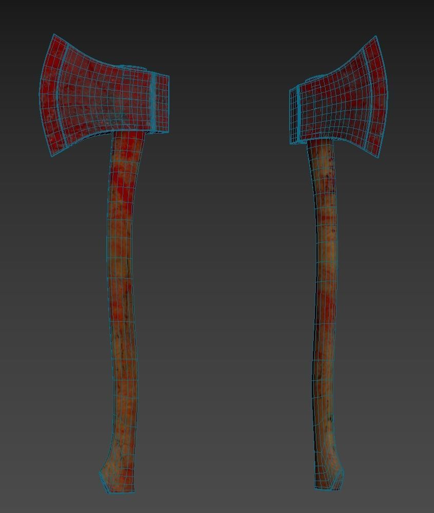 Axe in blood Low-poly 3D model_1