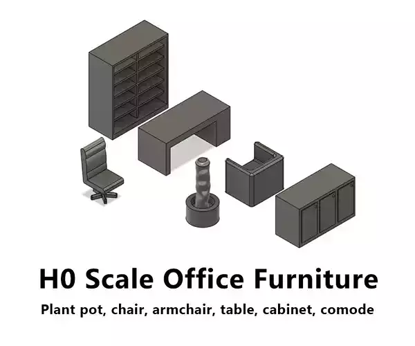 Office furniture for office interiour - H0 Scale  3D print model
