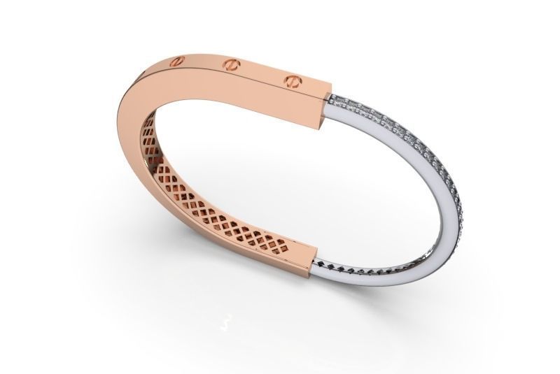 TIFFANY LOCK BANGLE WITH DIAMOND FASHION MODEL 3D print model_1