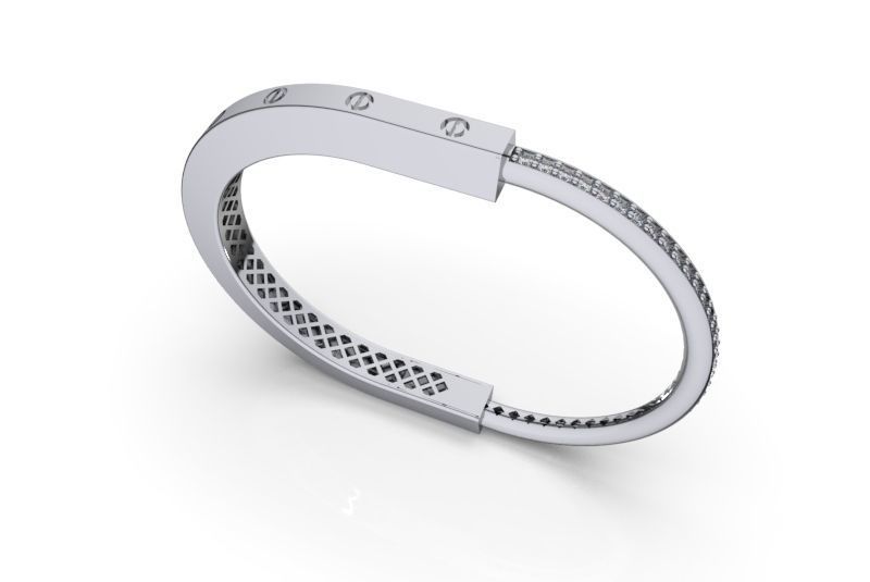 TIFFANY LOCK BANGLE WITH DIAMOND FASHION MODEL 3D print model_3