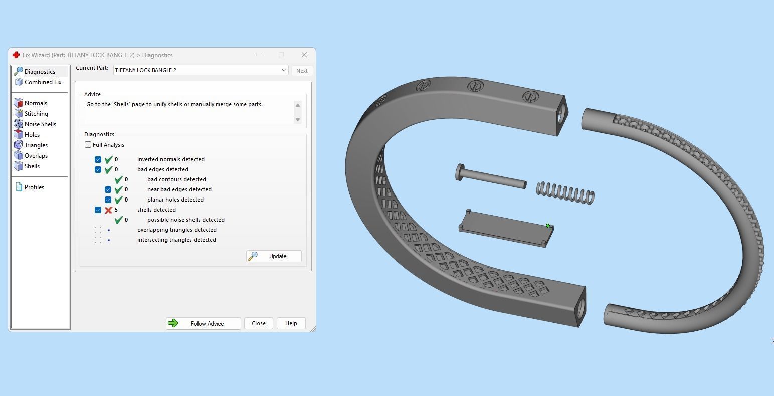 TIFFANY LOCK BANGLE WITH DIAMOND FASHION MODEL 3D print model_10