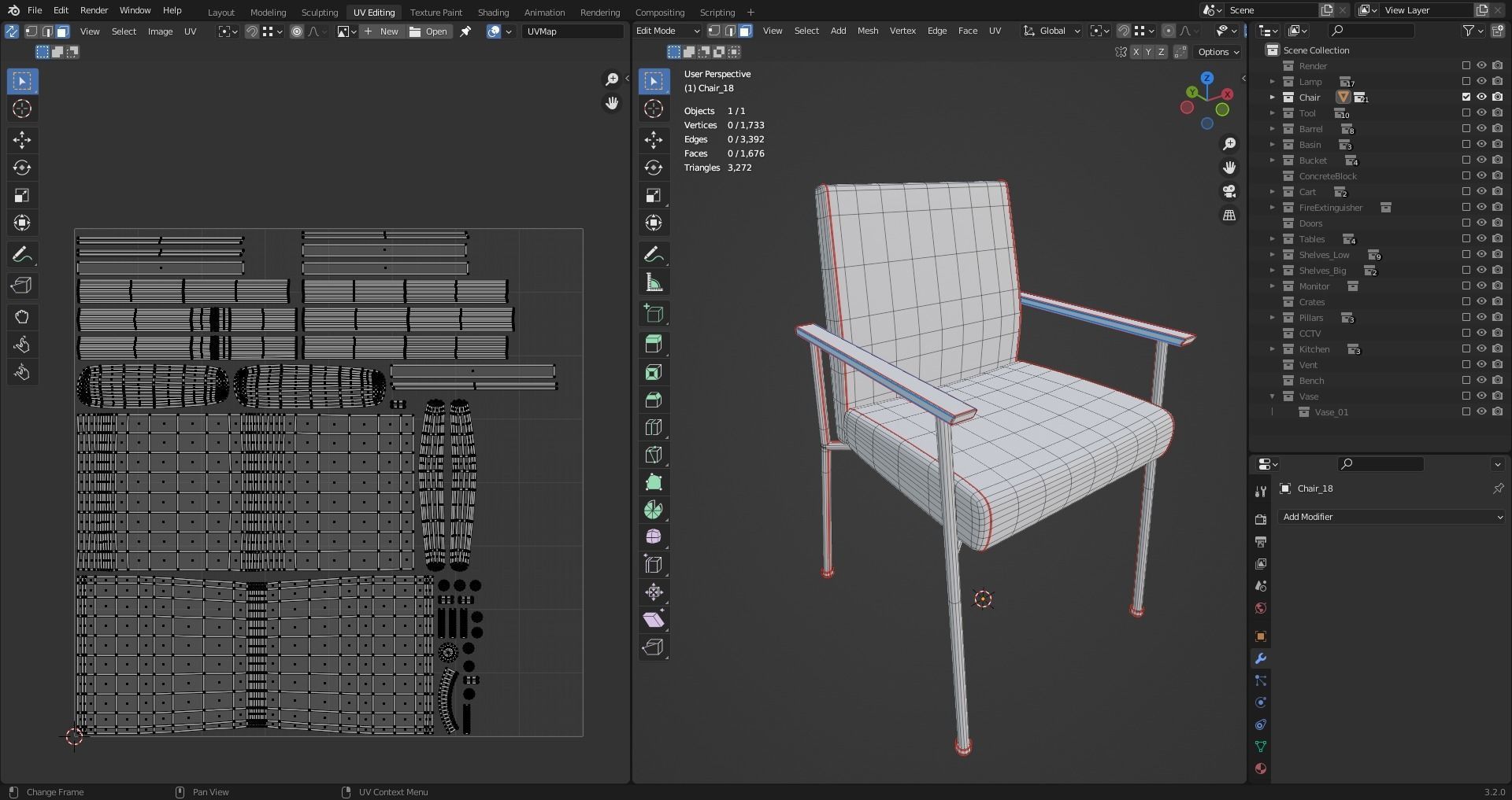 Chair 18 Low-poly 3D model_14