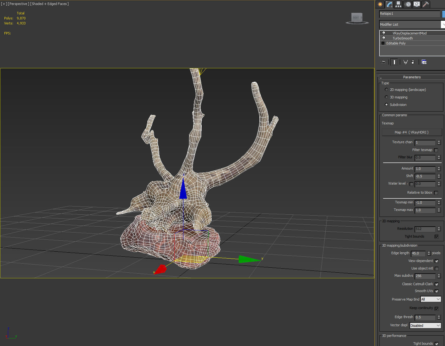 Decorative stone and plant 3D model_2