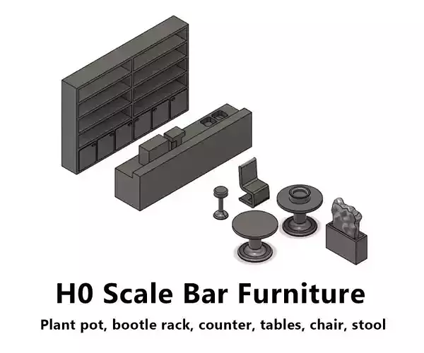 Bar and Restaurant furniture - H0 Scale 3D print model