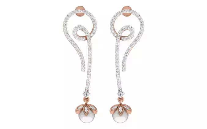 Women Drop earrings 3dm render detail