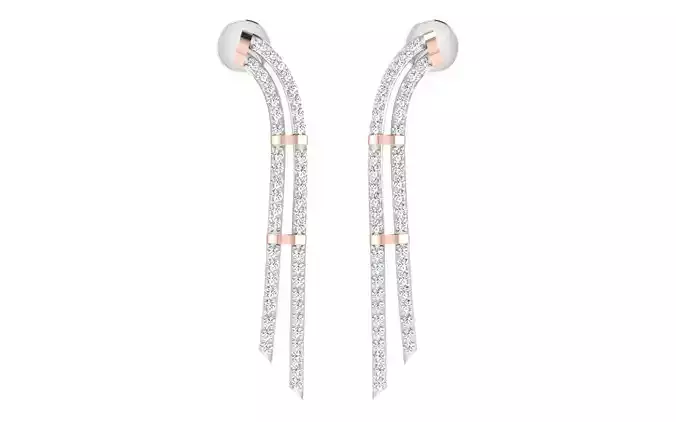 Women Long earrings 3dm render detail