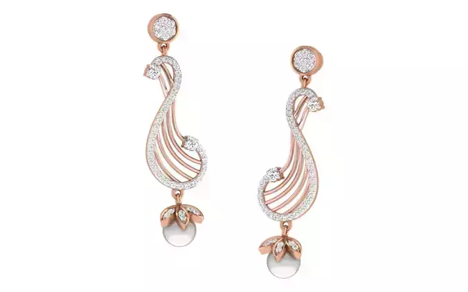 Women Drop earrings 3dm render detail