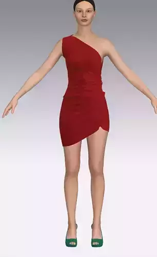 dress red elastic one shoulder modern little dress look