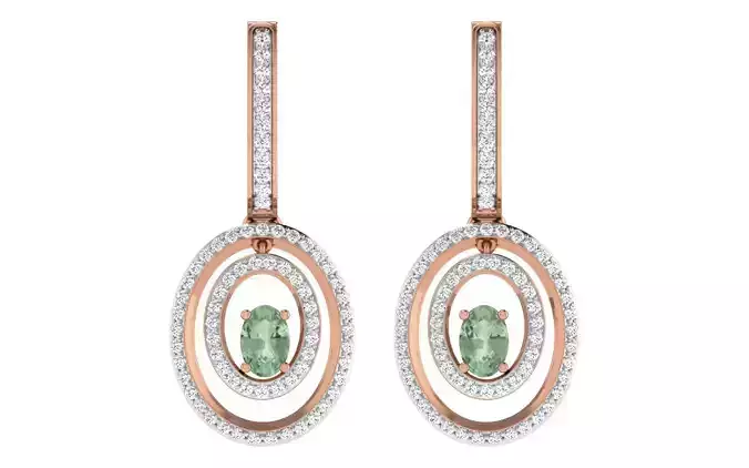 Women earrings-pendant set 3dm render detail