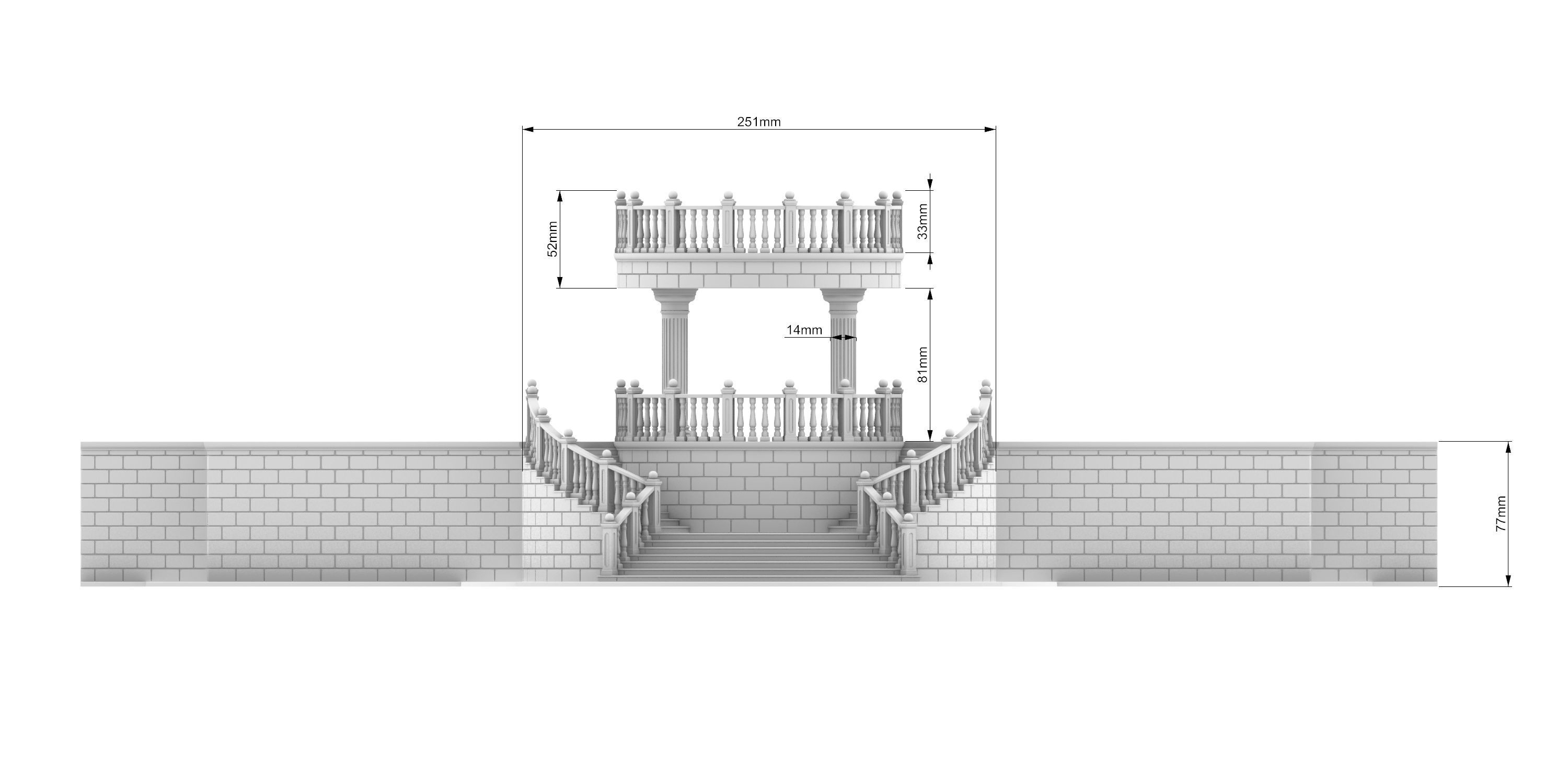 Entrance stairs and balcony 3D print model_2