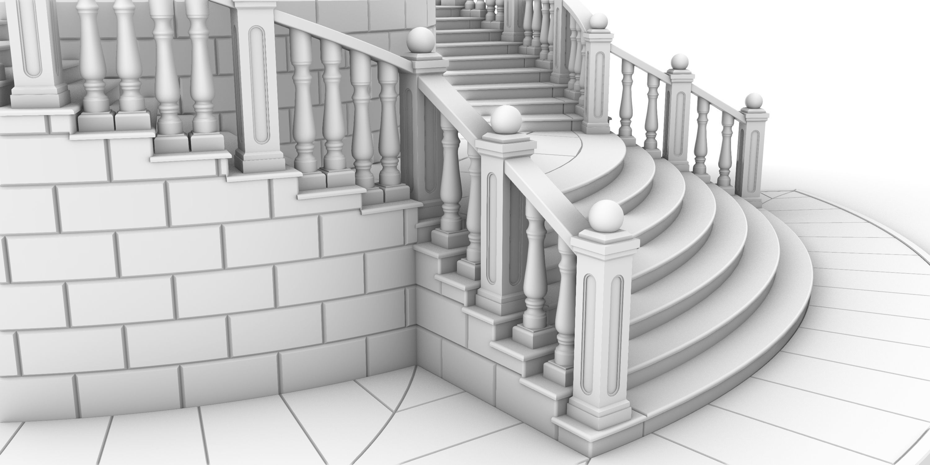 Entrance stairs and balcony 3D print model_4
