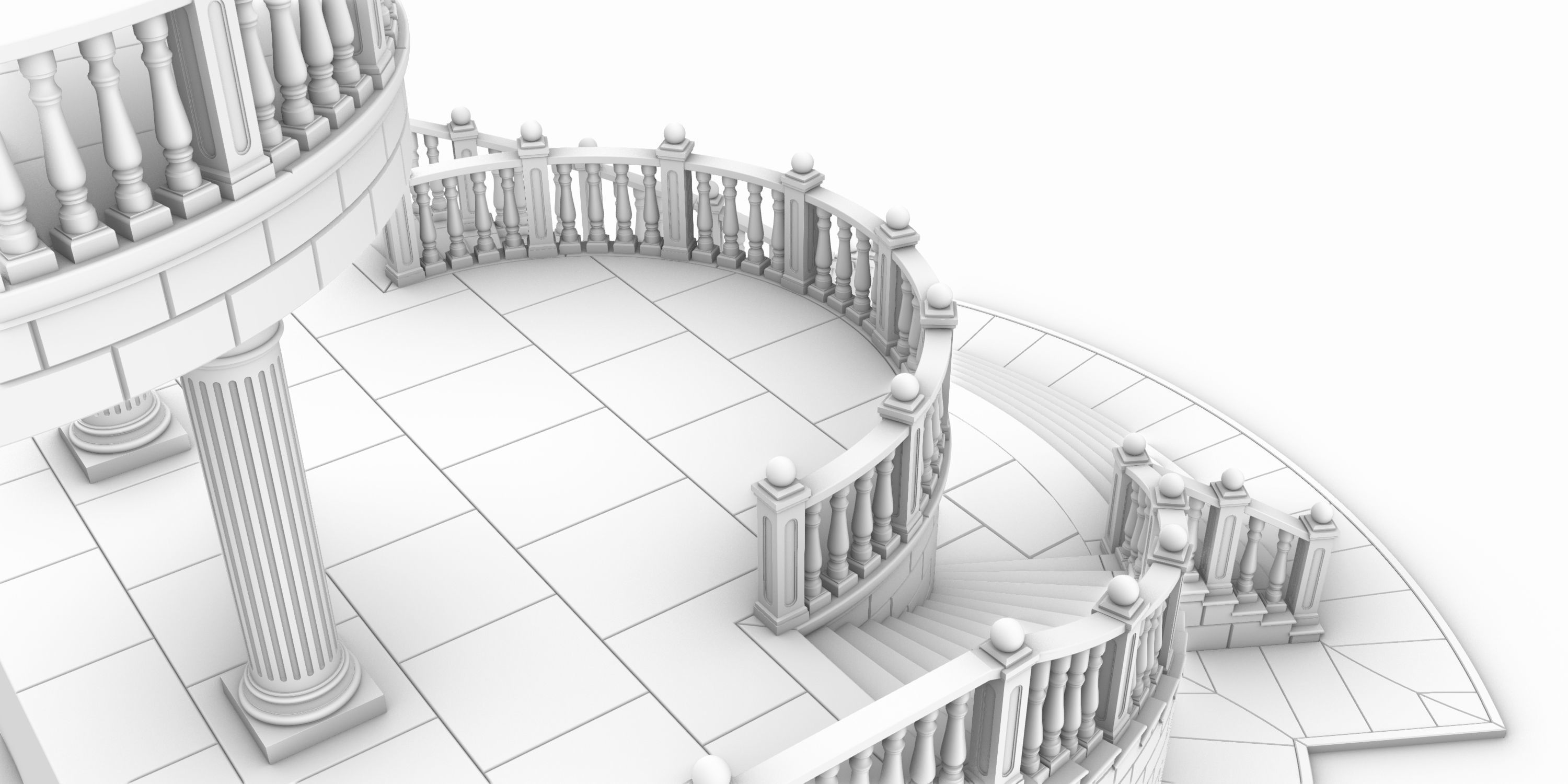 Entrance stairs and balcony 3D print model_15