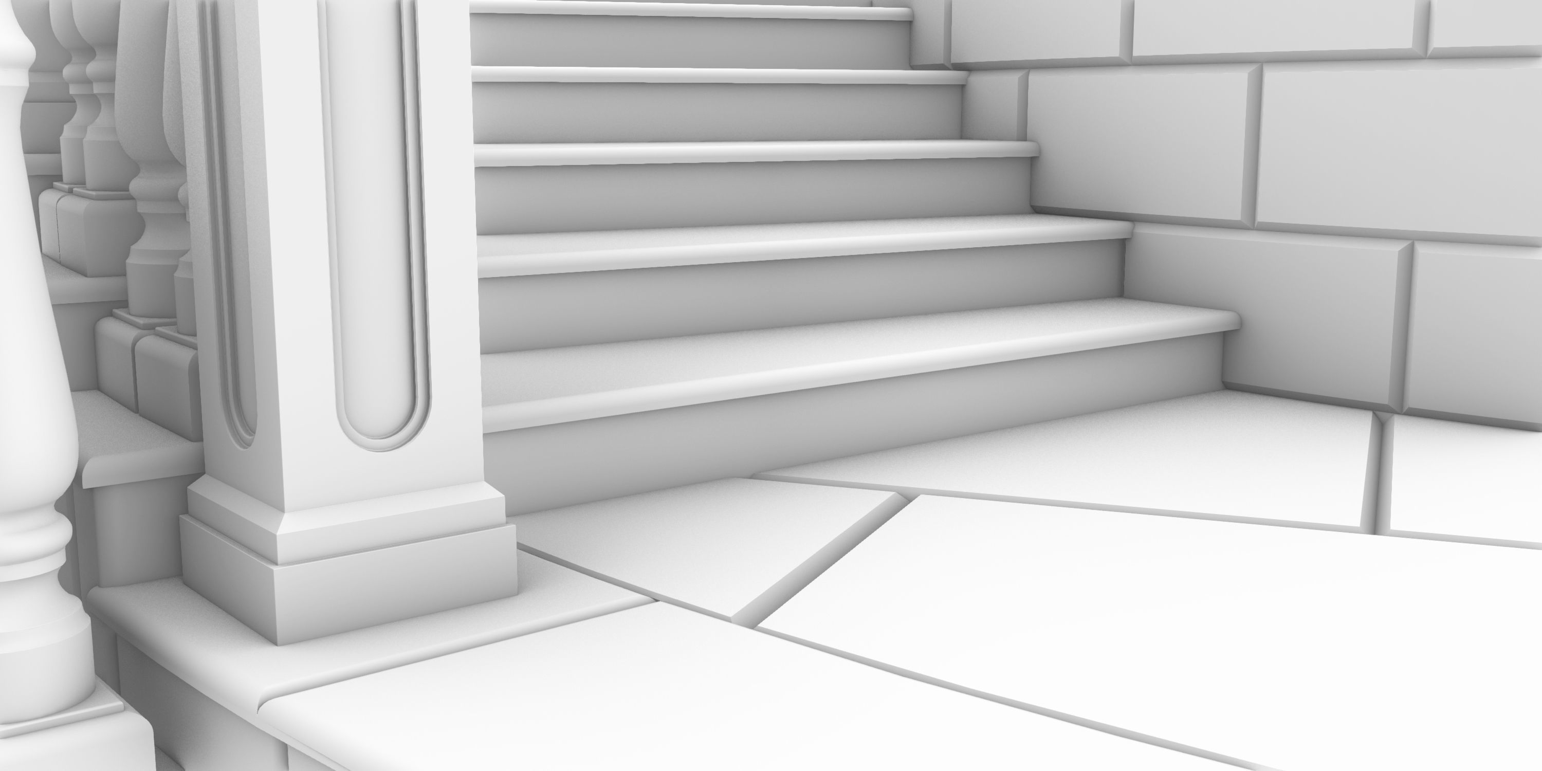 Entrance stairs and balcony 3D print model_11