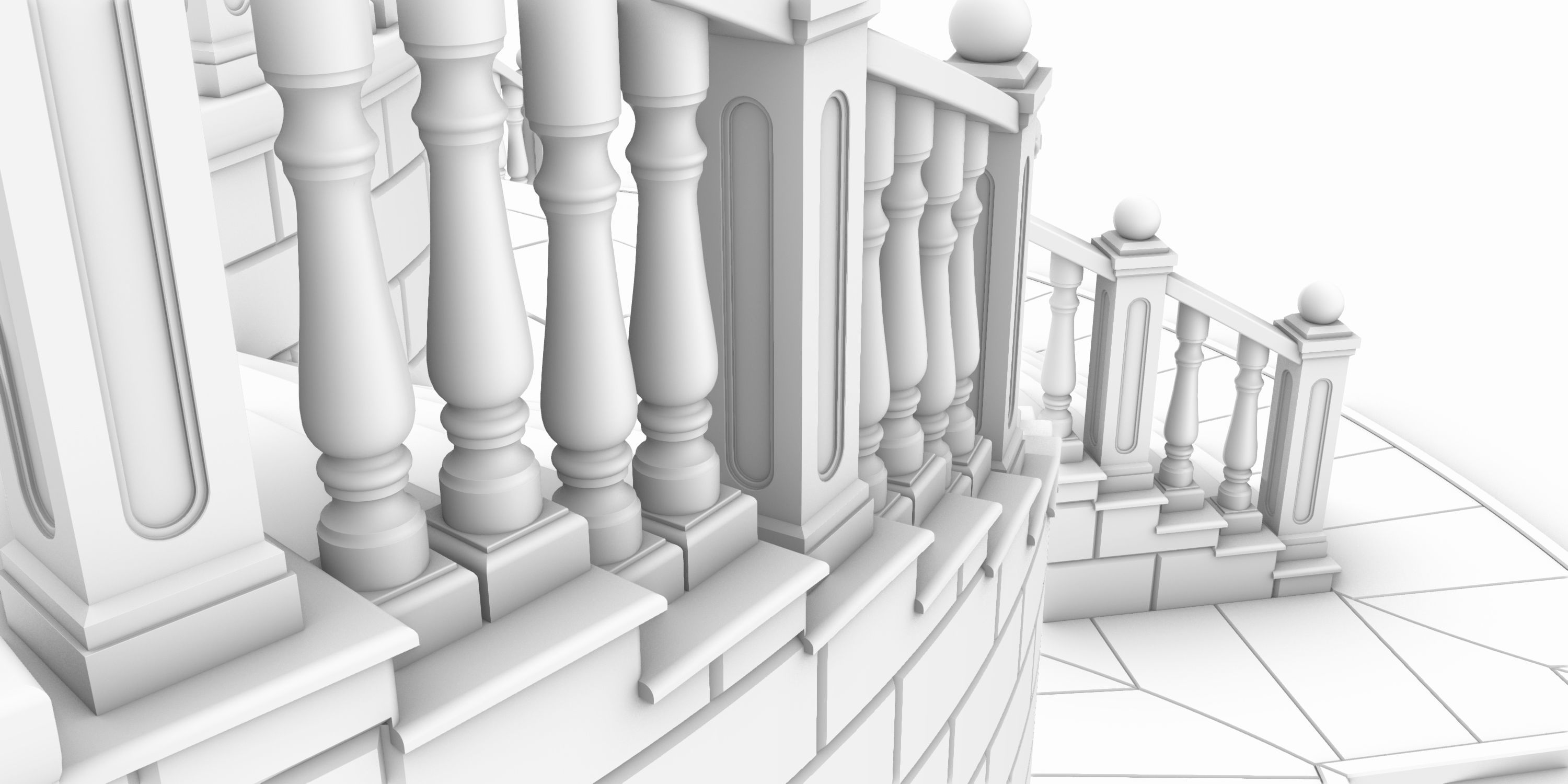Entrance stairs and balcony 3D print model_12