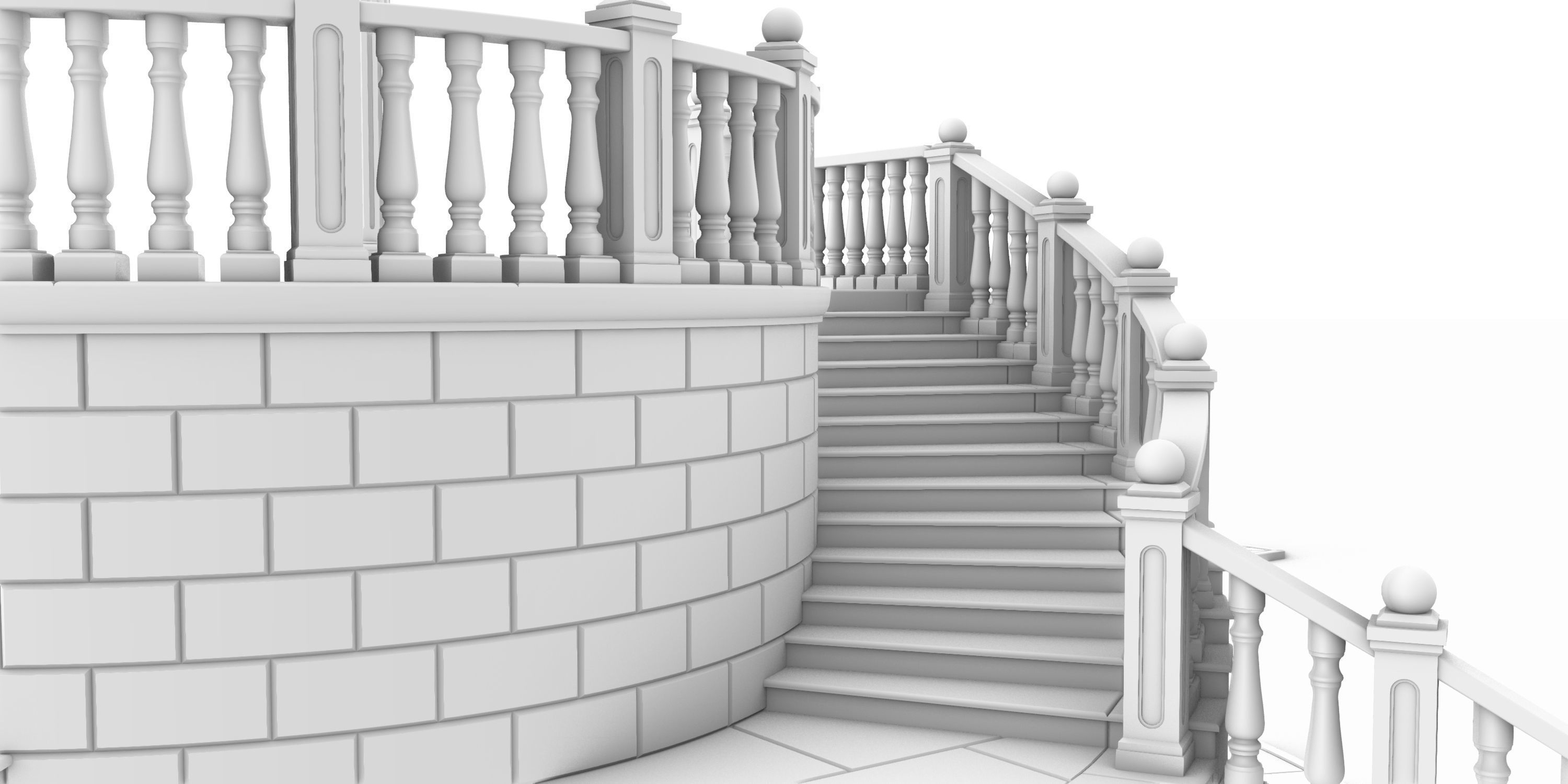 Entrance stairs and balcony 3D print model_17